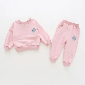 Baby Cartoon Face Pattern Pullover Hoodies Combo Trousers Cute Casual Sets by MyKids-USA™