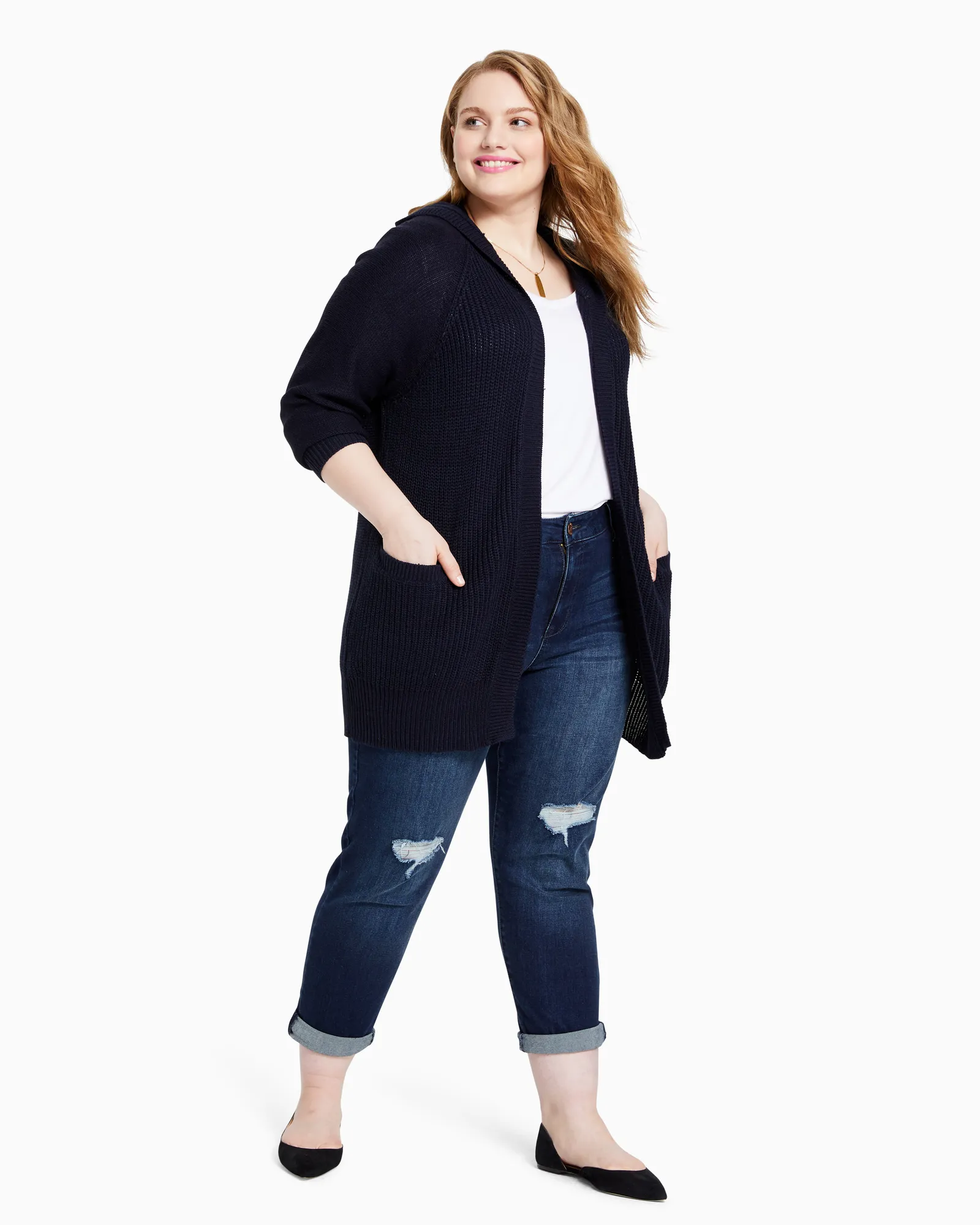 Blanche Elbow Patch Cardigan | Navy