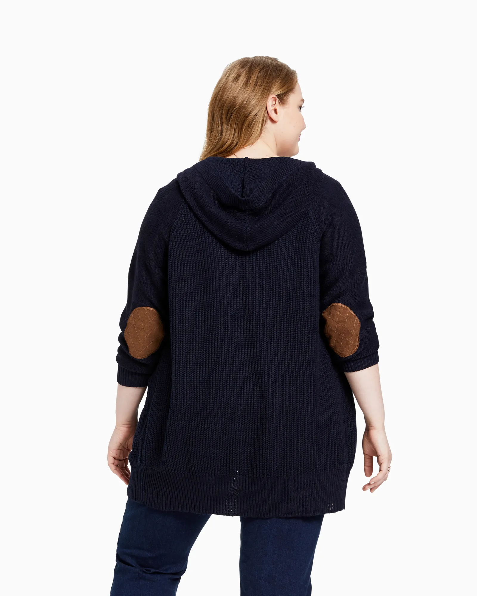 Blanche Elbow Patch Cardigan | Navy