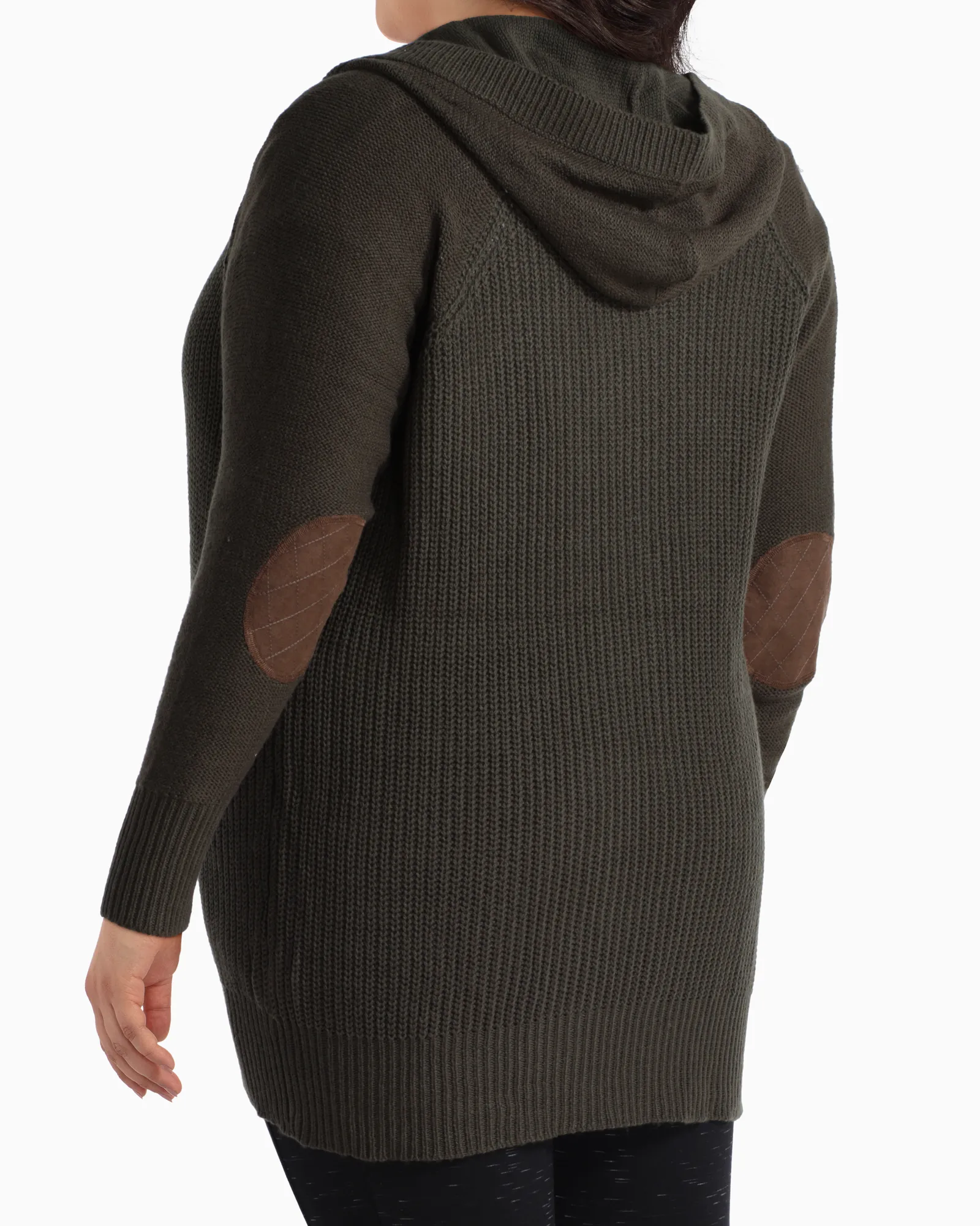 Blanche Elbow Patch Cardigan | Olive Green