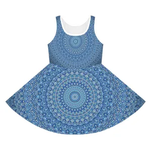 Blue Mandala - Inovax Girl's Sleeveless Sundress