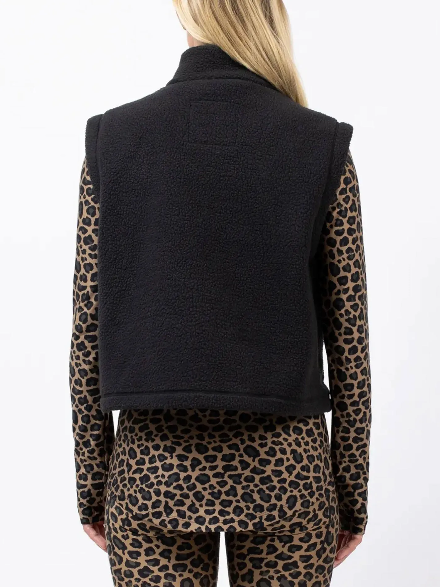 Boxy Sherpa Black Vest