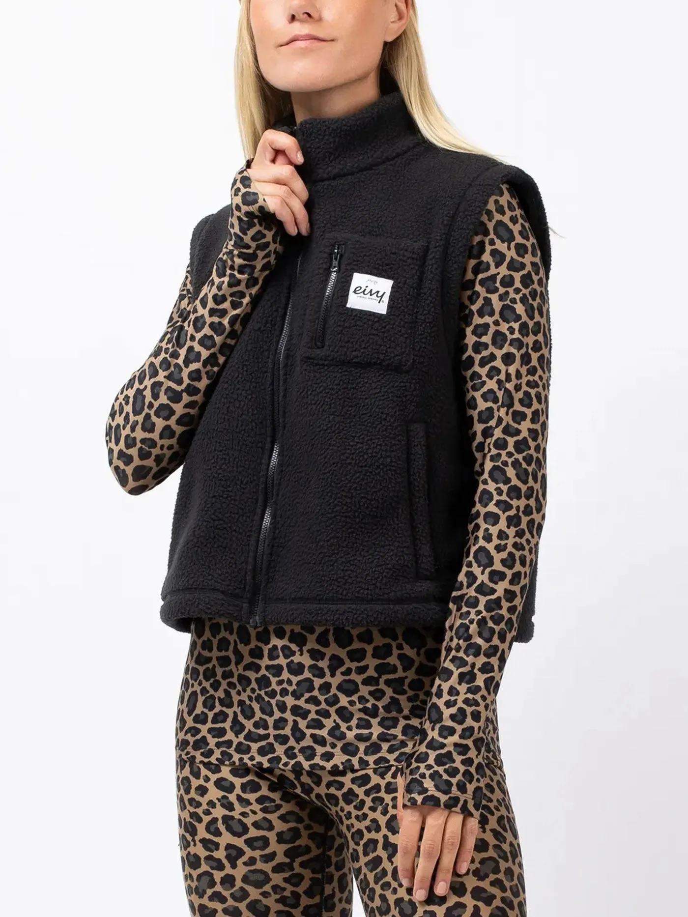 Boxy Sherpa Black Vest