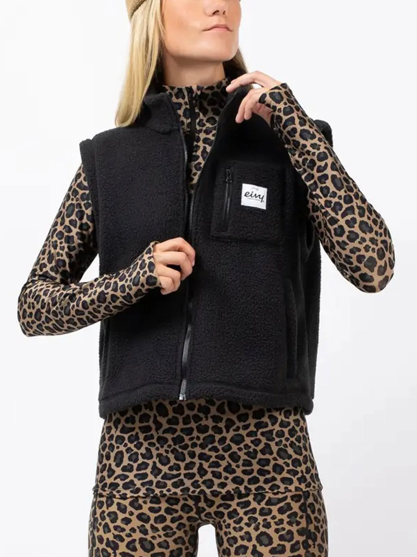 Boxy Sherpa Black Vest