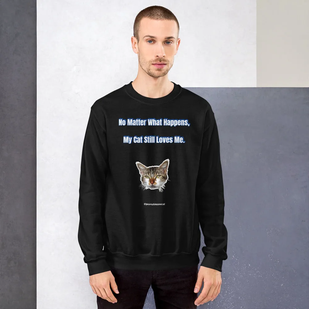 Cat Lover's Unisex Sweatshirt, Cute Peanut Meow Cat Long Sleeve Tee-Printed in USA/EU
