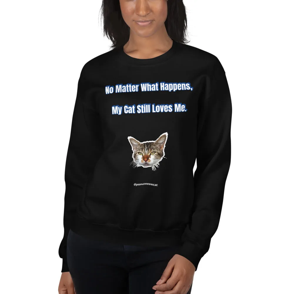 Cat Lover's Unisex Sweatshirt, Cute Peanut Meow Cat Long Sleeve Tee-Printed in USA/EU