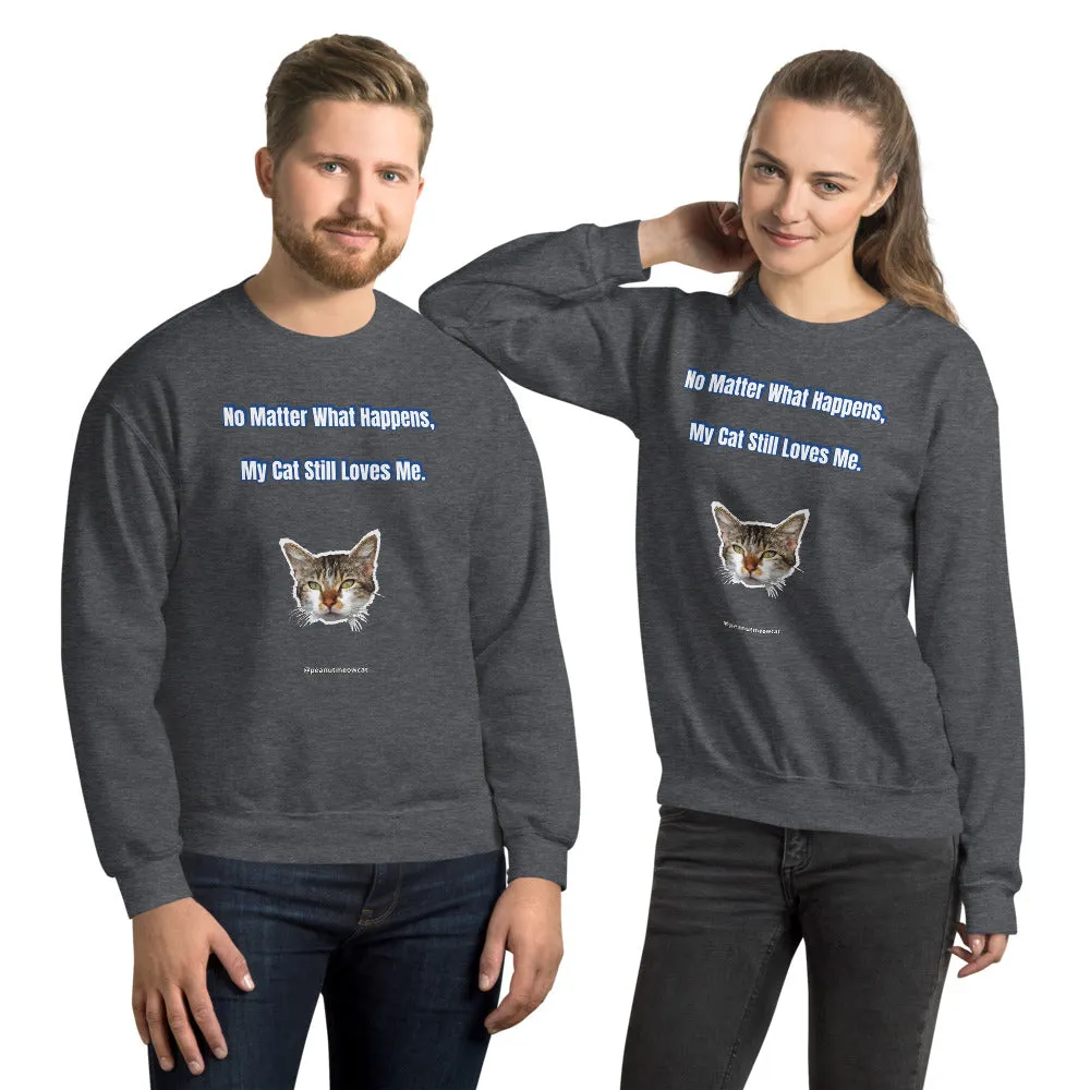 Cat Lover's Unisex Sweatshirt, Cute Peanut Meow Cat Long Sleeve Tee-Printed in USA/EU
