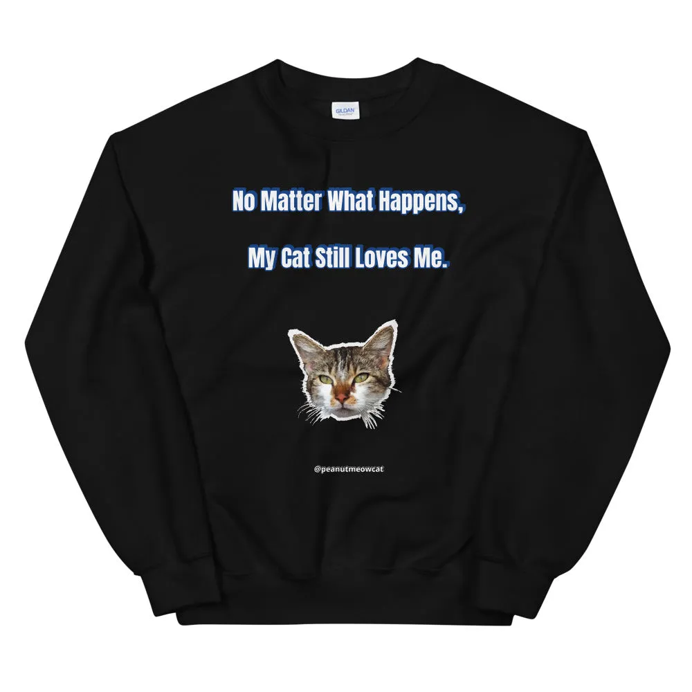 Cat Lover's Unisex Sweatshirt, Cute Peanut Meow Cat Long Sleeve Tee-Printed in USA/EU