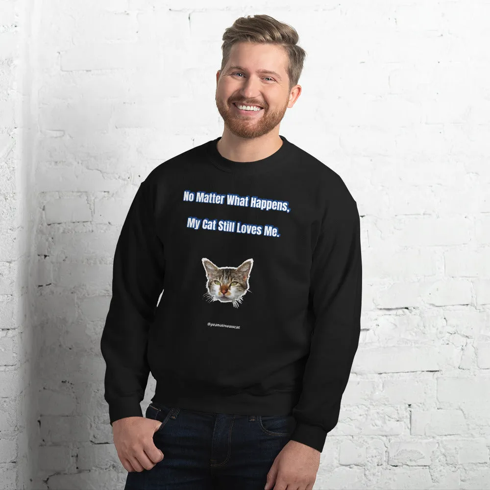 Cat Lover's Unisex Sweatshirt, Cute Peanut Meow Cat Long Sleeve Tee-Printed in USA/EU
