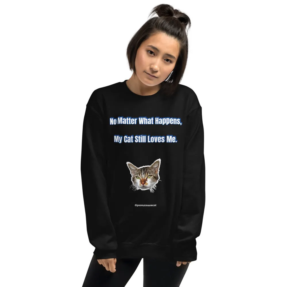 Cat Lover's Unisex Sweatshirt, Cute Peanut Meow Cat Long Sleeve Tee-Printed in USA/EU