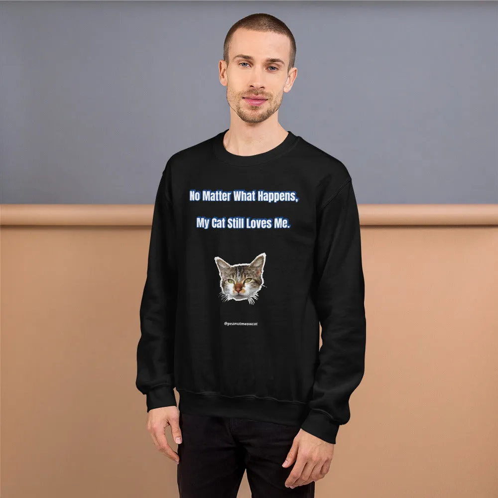 Cat Lover's Unisex Sweatshirt, Cute Peanut Meow Cat Long Sleeve Tee-Printed in USA/EU