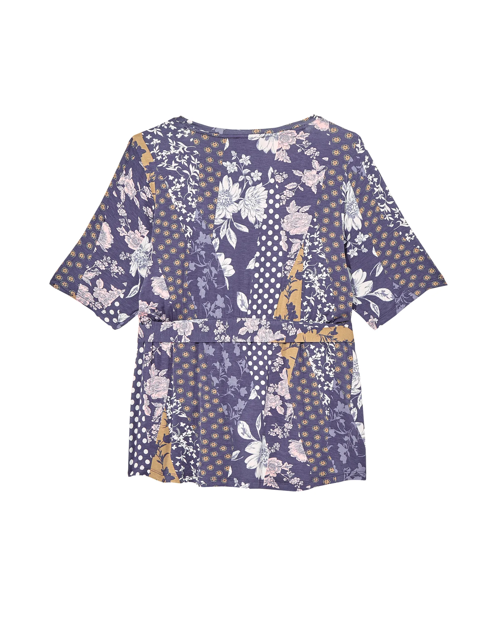 Charlotte Short Sleeve Tie Waist Tee | Navy / Pink