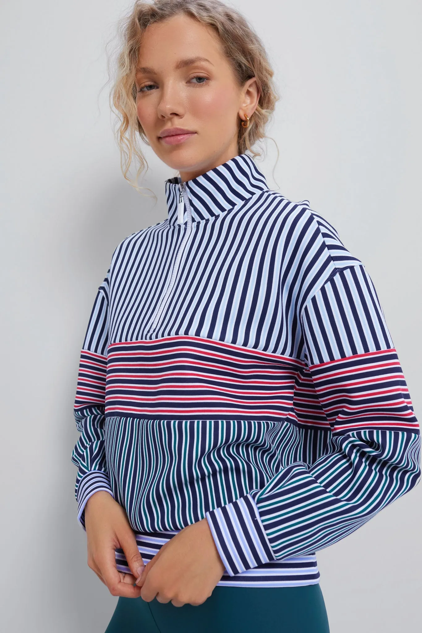 Cherry Stripe Varsity Quarter Zip