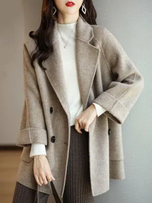 Chicmy Women's Winter Coats Fashion Wool & Blends Overcoat Female Elegant Solid Thick Coat Double Breasted Long Jackets For Women 2023