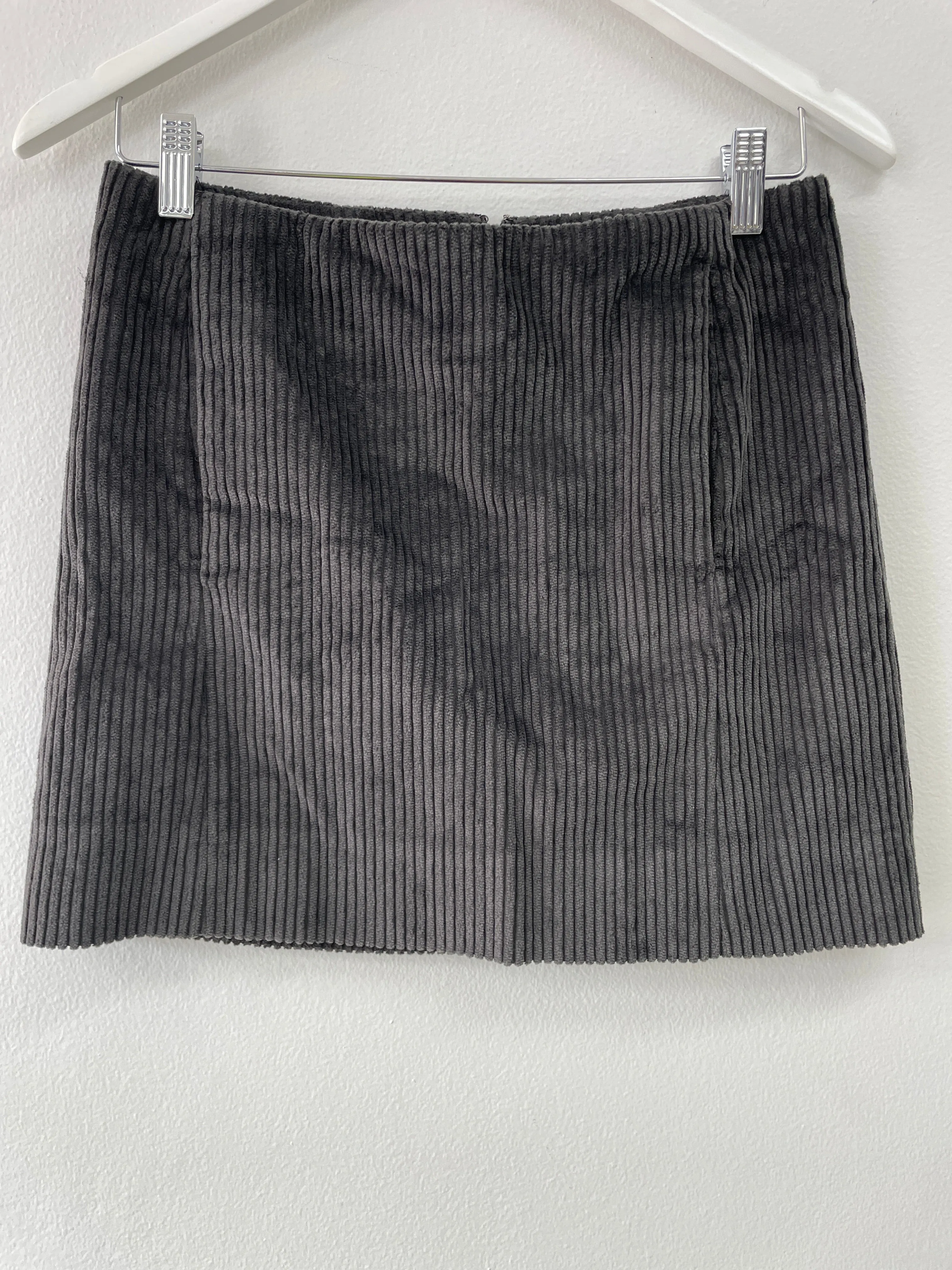 Corduroy Washed Black Mini Skirt