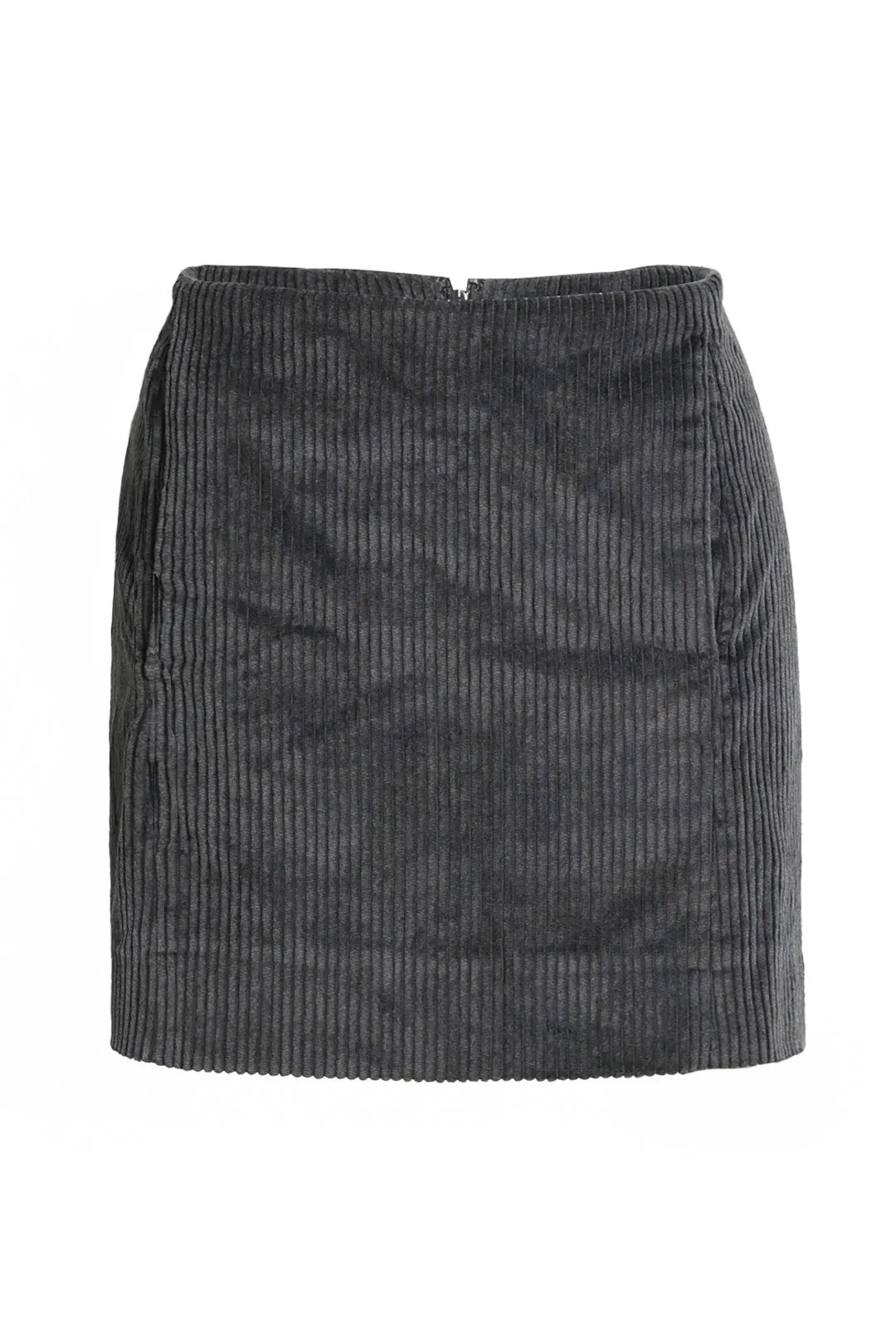Corduroy Washed Black Mini Skirt