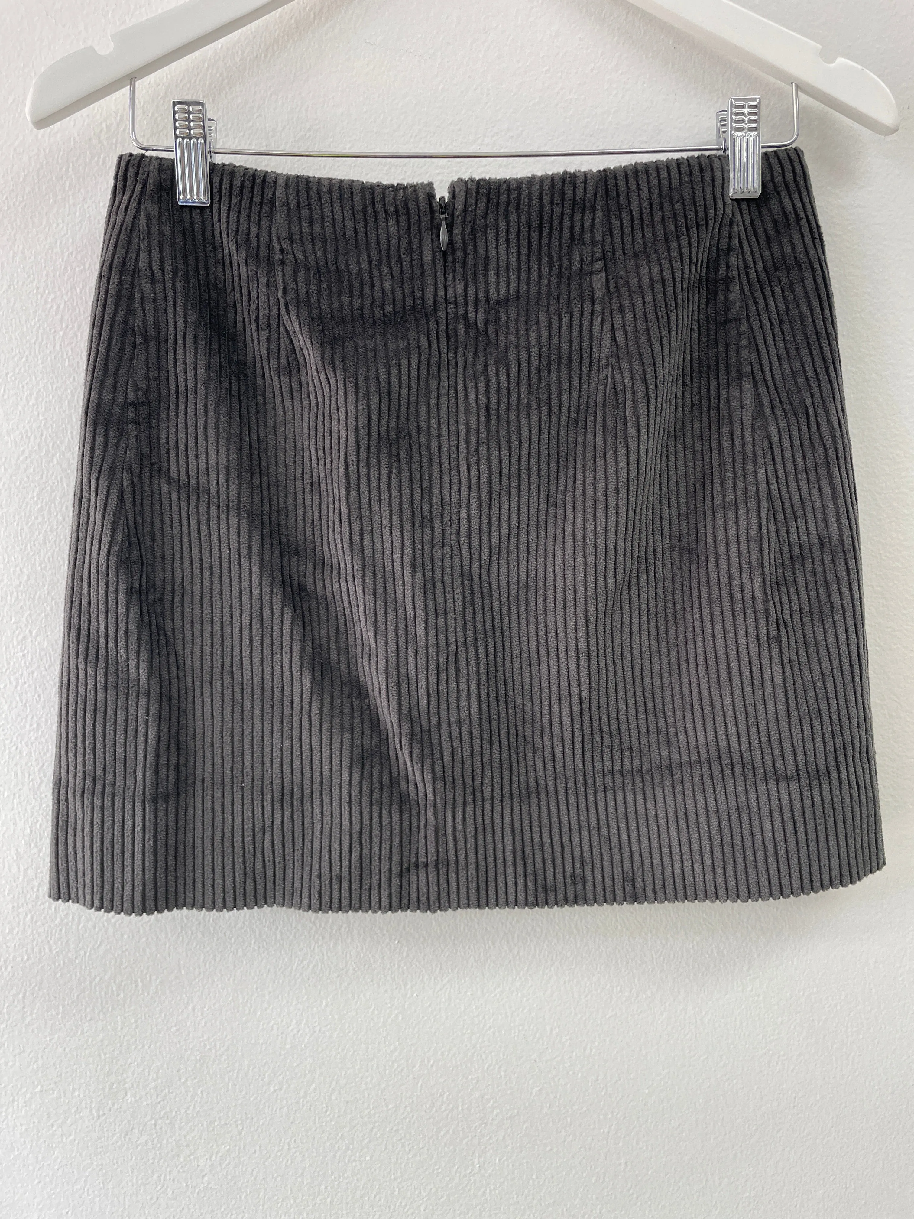 Corduroy Washed Black Mini Skirt