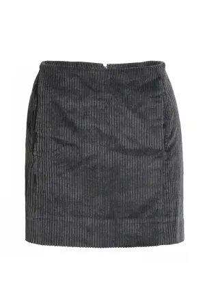 Corduroy Washed Black Mini Skirt