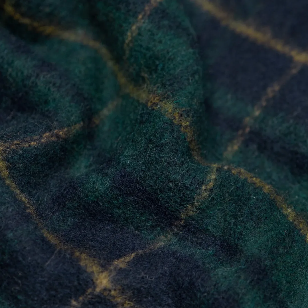 Deadstock Plaid Double Faced Wool Blend Coating - Navy/Pine