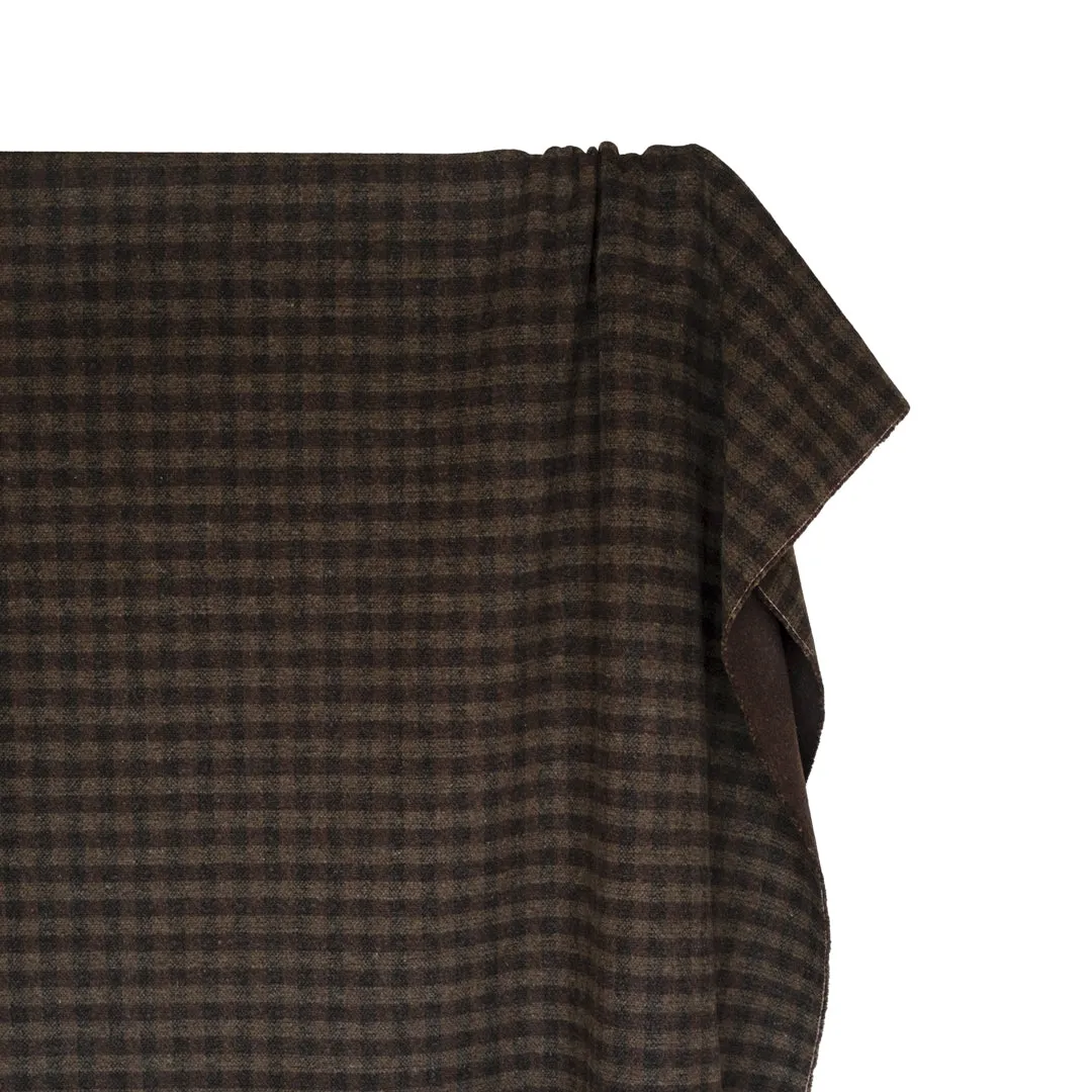 Deadstock Plaid Double Faced Wool Blend Coating - Woodland