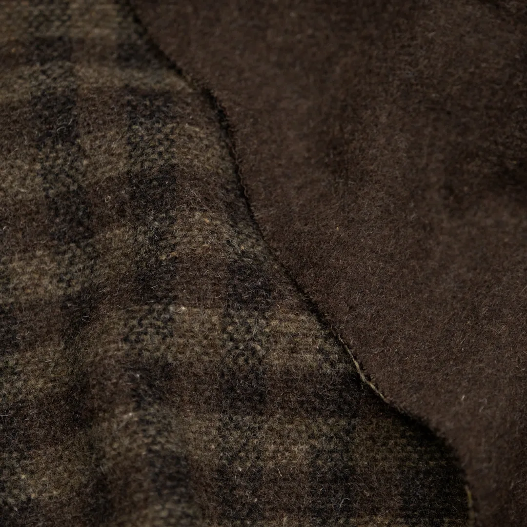 Deadstock Plaid Double Faced Wool Blend Coating - Woodland