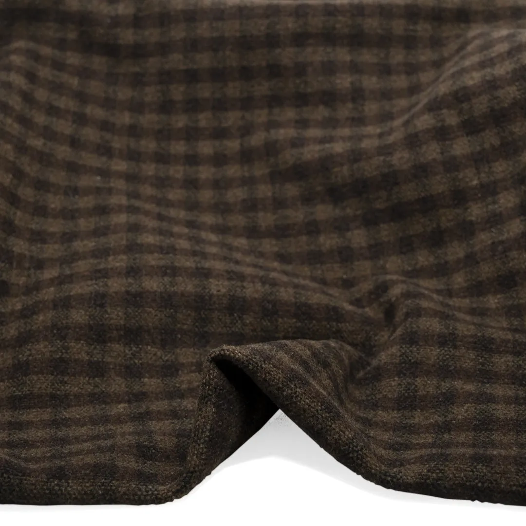 Deadstock Plaid Double Faced Wool Blend Coating - Woodland
