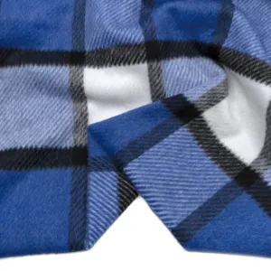 Deadstock Plaid Wool Alpaca Blend Coating - Azure/White