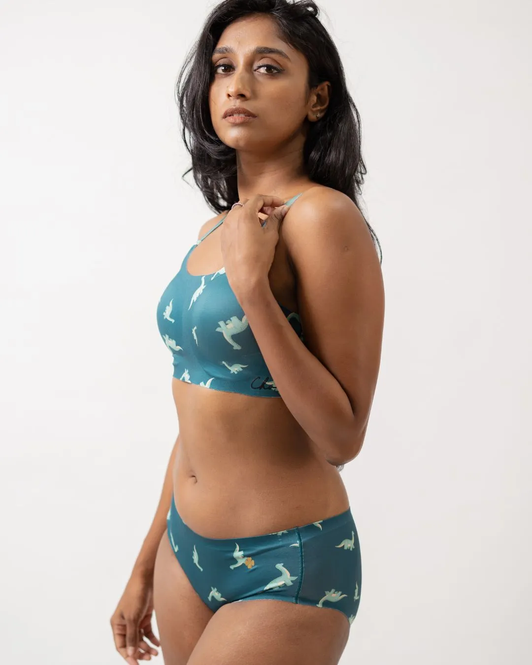 Dino-  Scoop Neck Adjustable Strap Bra / Bikini