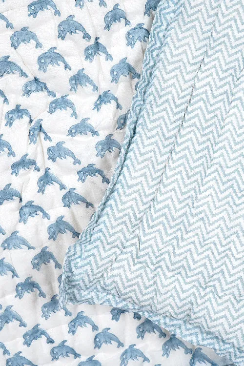 Earthen Nest Blue Dolphins Kids Quilts