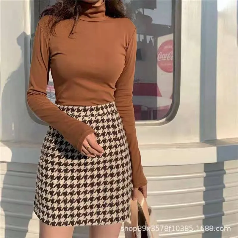 Elegant Skirt Women Korean High Waist Slim Look A-Line CHIC Hip Flattering Skirt