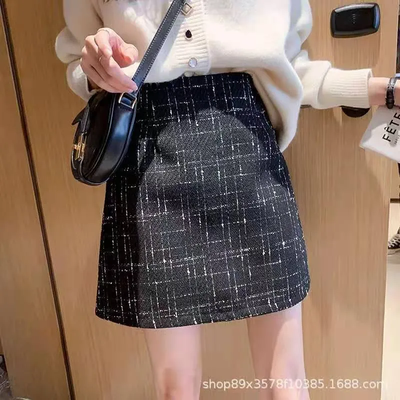 Elegant Skirt Women Korean High Waist Slim Look A-Line CHIC Hip Flattering Skirt
