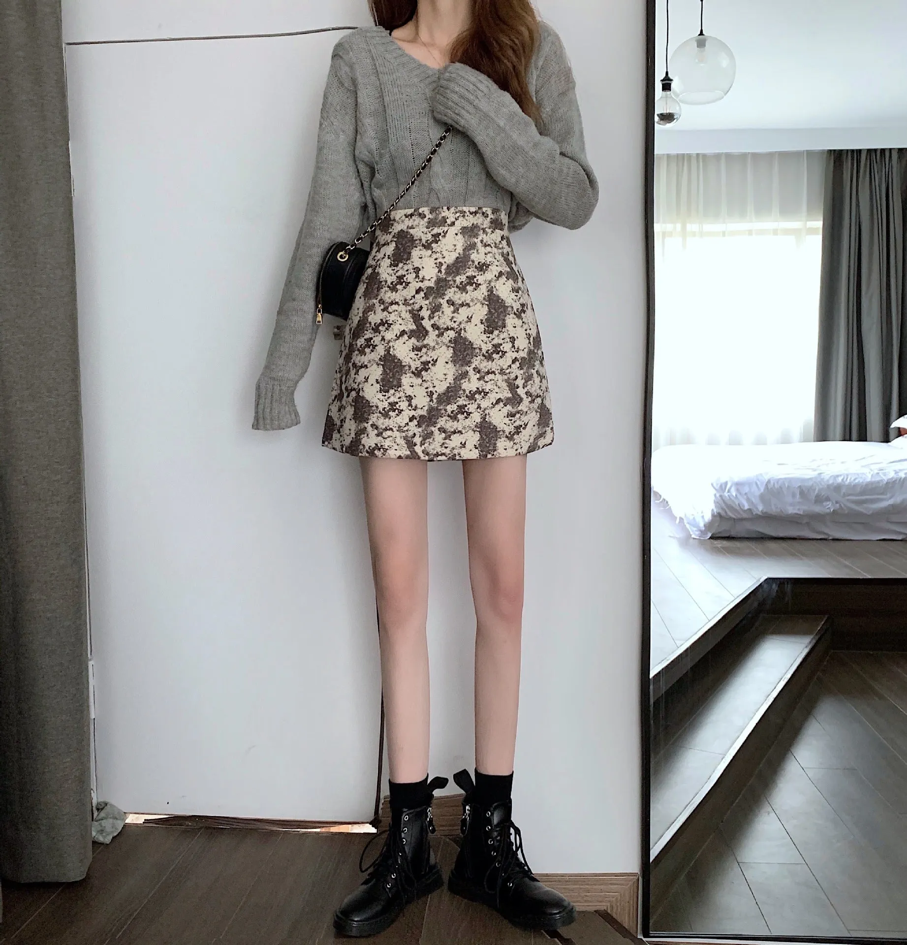 Elegant Skirt Women Korean High Waist Slim Look A-Line CHIC Hip Flattering Skirt