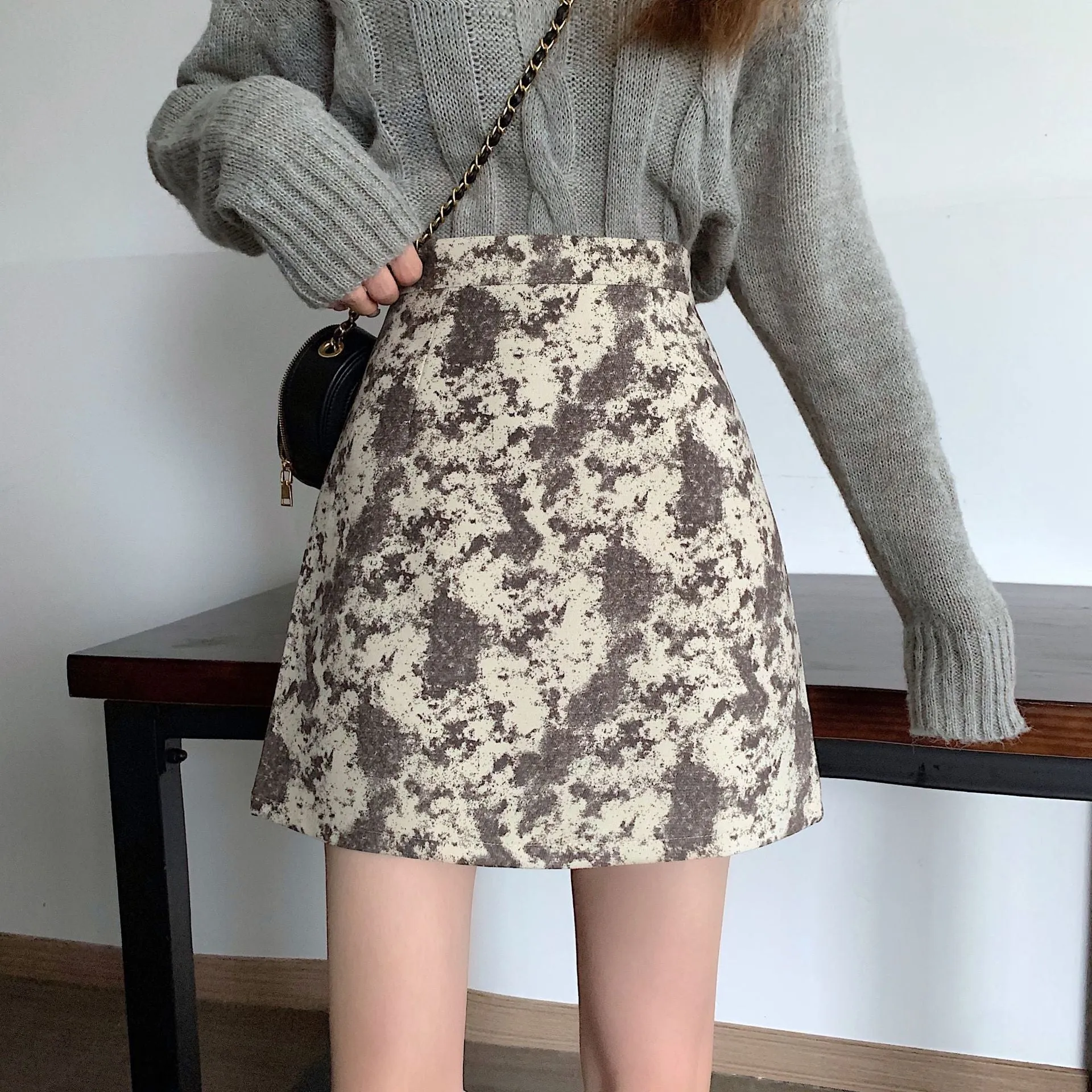 Elegant Skirt Women Korean High Waist Slim Look A-Line CHIC Hip Flattering Skirt