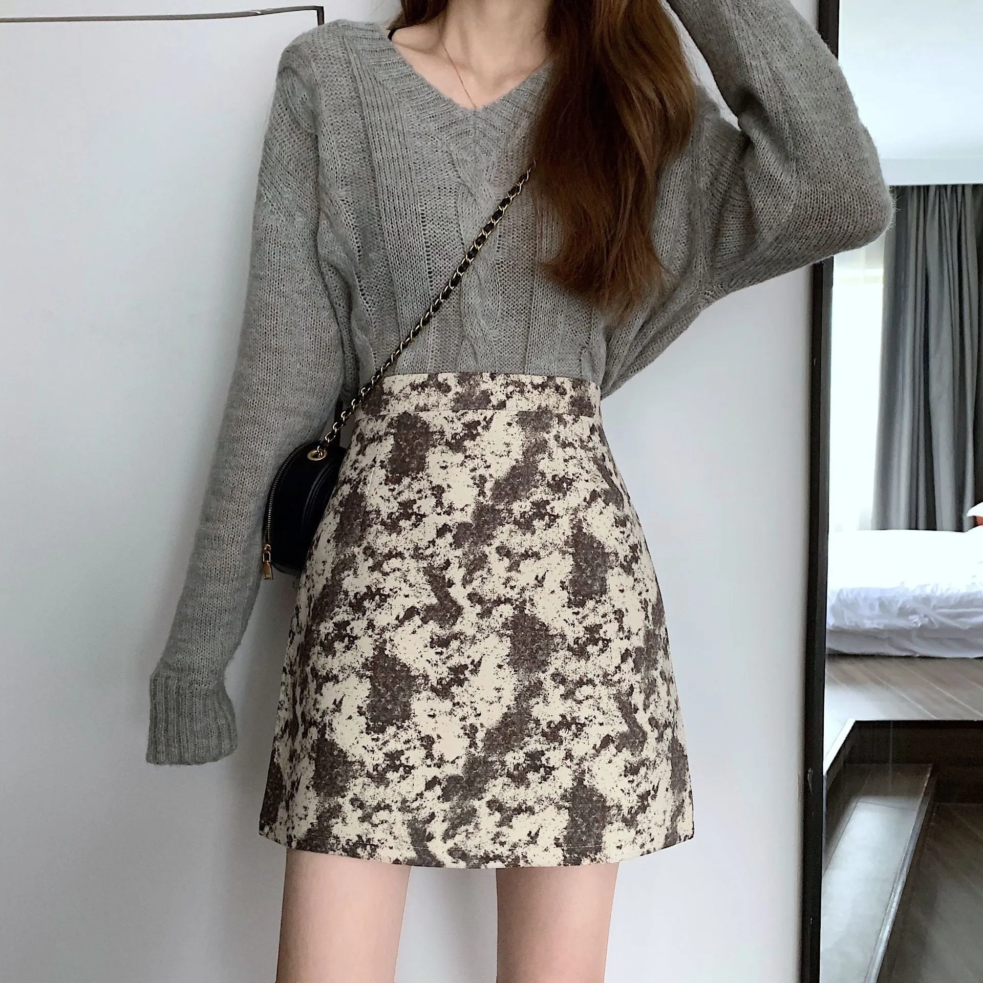 Elegant Skirt Women Korean High Waist Slim Look A-Line CHIC Hip Flattering Skirt