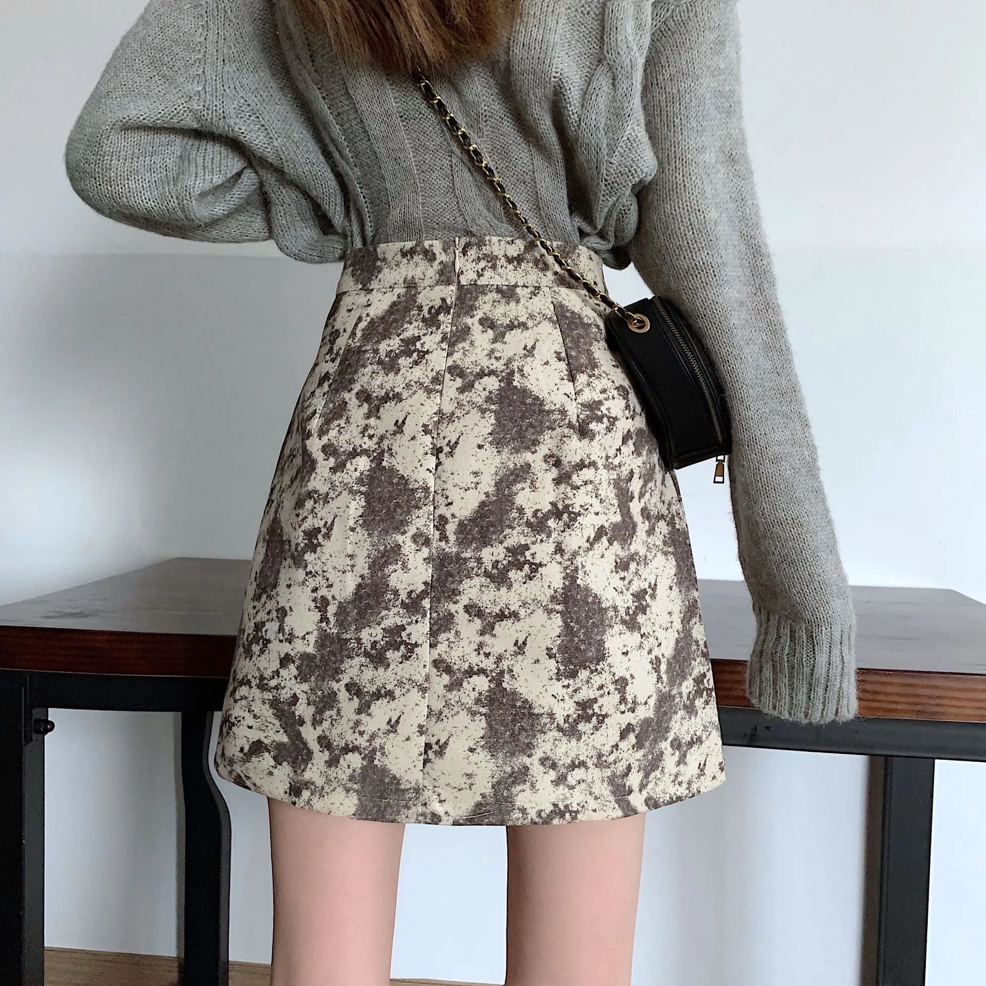 Elegant Skirt Women Korean High Waist Slim Look A-Line CHIC Hip Flattering Skirt