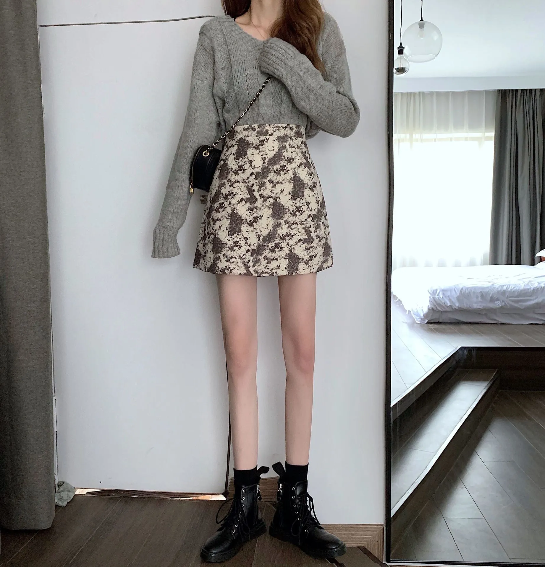 Elegant Skirt Women Korean High Waist Slim Look A-Line CHIC Hip Flattering Skirt