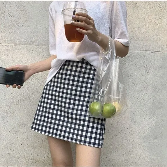 Elegant Skirt Women Korean High Waist Slim Look A-Line CHIC Hip Flattering Skirt