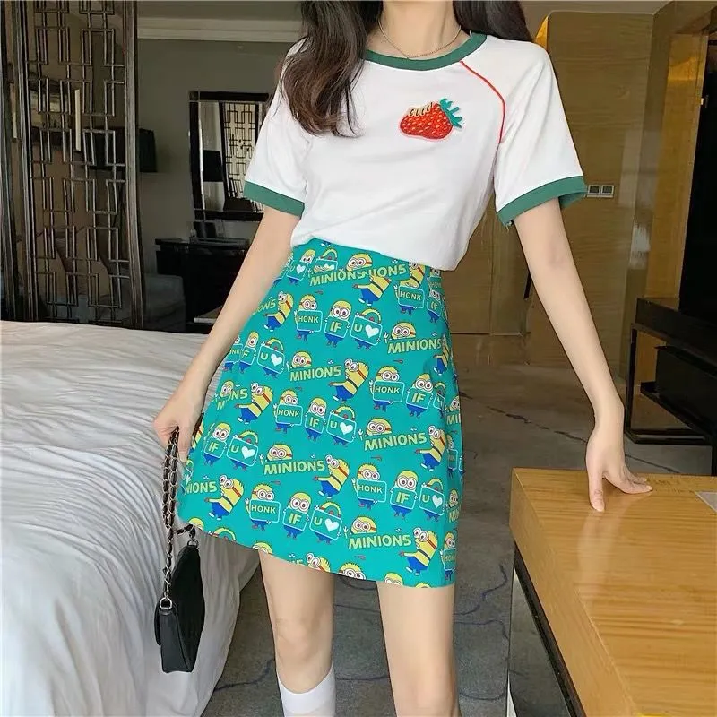 Elegant Skirt Women Korean High Waist Slim Look A-Line CHIC Hip Flattering Skirt