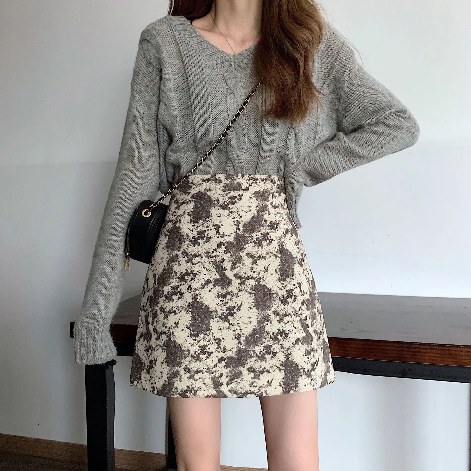 Elegant Skirt Women Korean High Waist Slim Look A-Line CHIC Hip Flattering Skirt