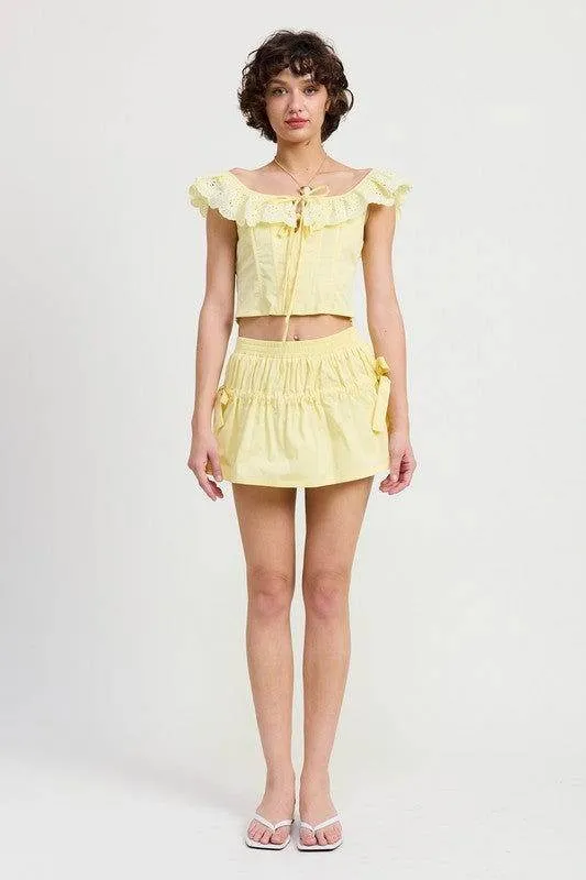Emory Park Emory Park Mnii Ruched Poplin Mini Skirt
