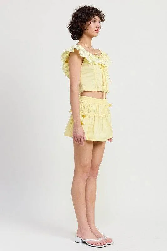 Emory Park Emory Park Mnii Ruched Poplin Mini Skirt
