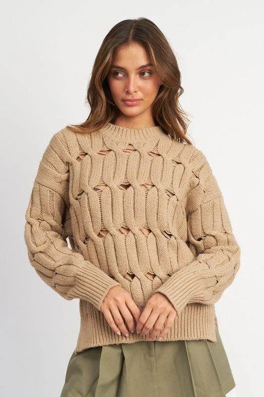 Emory Park | Open Knit Sweater With Slits