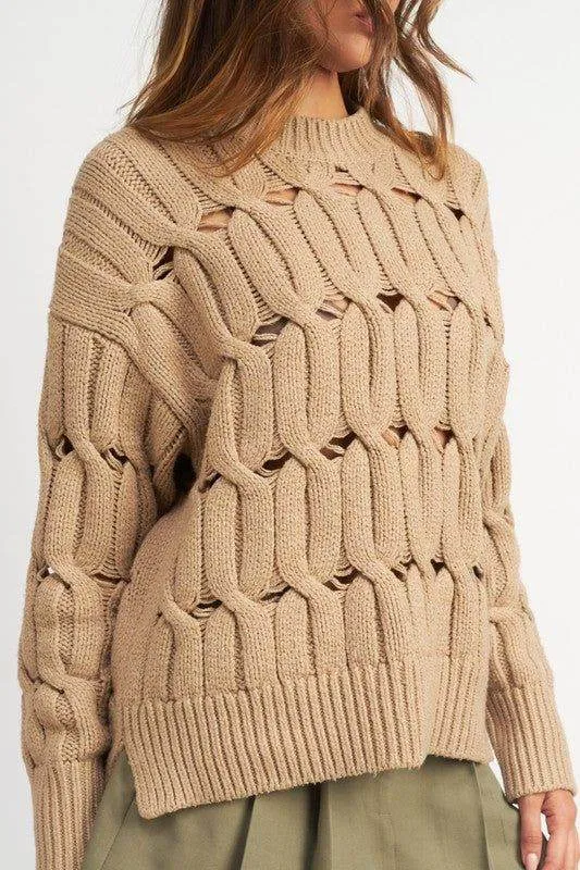 Emory Park | Open Knit Sweater With Slits