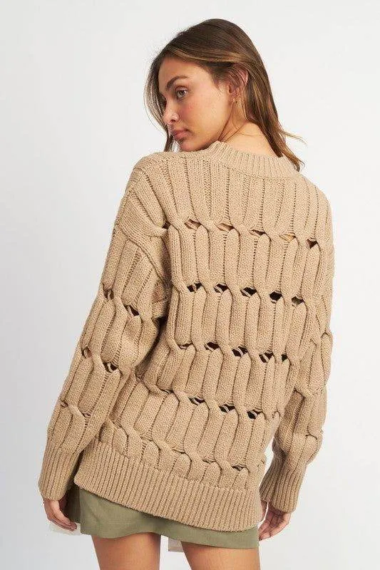 Emory Park | Open Knit Sweater With Slits