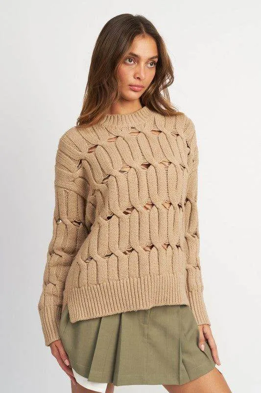 Emory Park | Open Knit Sweater With Slits