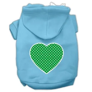 Green Swiss Dot Heart Screen Print Pet Hoodies Baby Blue Size XL (16)