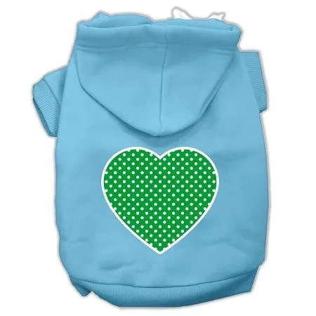 Green Swiss Dot Heart Screen Print Pet Hoodies Baby Blue Size XL (16)