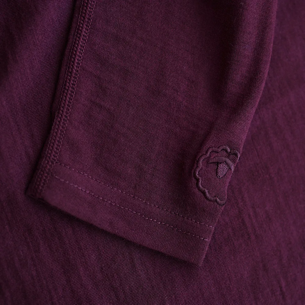 Mens Merino 180 Long Sleeve Crew (Wine)