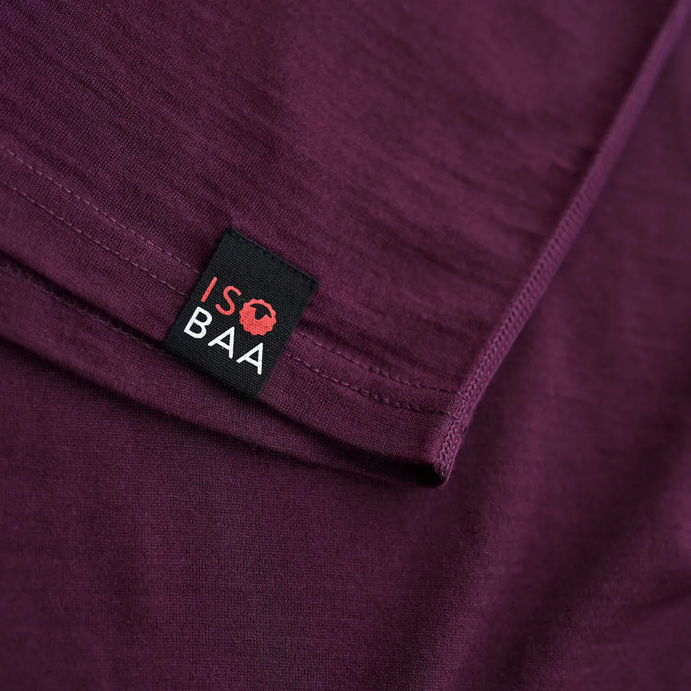 Mens Merino 180 Long Sleeve Crew (Wine)