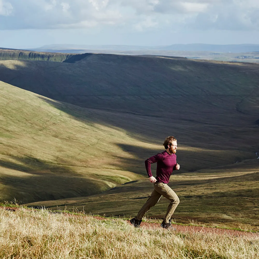 Mens Merino 180 Long Sleeve Crew (Wine)